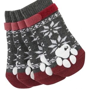 Chewy Frisco Dog Socks Small Breed Non-Skid Indoor Fair Isle Grey Size 2 NWT